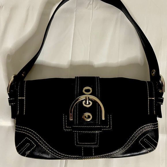 Coach Handbags - Authentic Coach black small soho shoulder bag signature canvas and leather